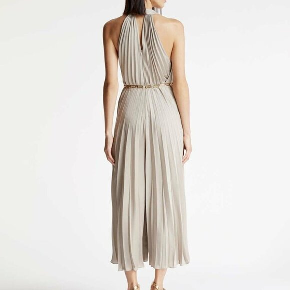 Halston Heritage Halter Pleated Wide Leg Jumpsuit - Picture 5 of 6